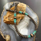 Southwestern Style Copper 8mm Navajo Pearl Saucer &Turquoise 18"-20" Necklace #1