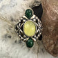 Carolyn Pollack Sterling Silver Oval Moonstone Doublet w/2 Malachite Ring Size 8.5 For Women