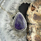 Sterling Silver Southwestern Style Teardrop Charoite Ring Size 7 For Women
