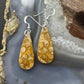 Sterling Silver Teardrop Fossilized Jasper Slab Dangle Earrings For Women #193