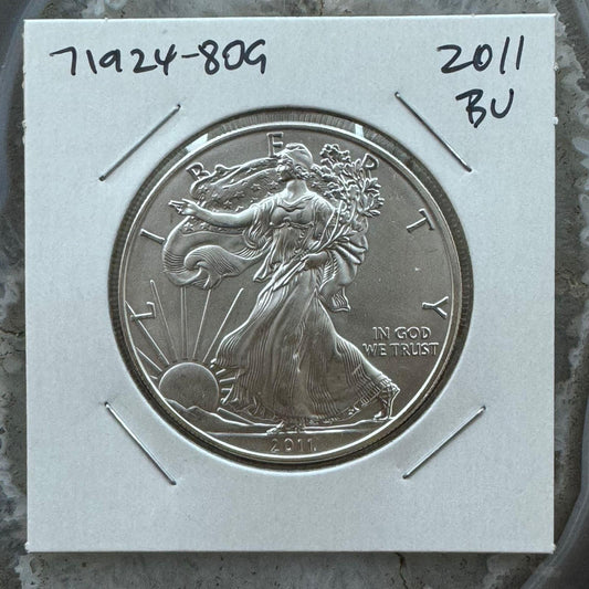 2011 US 1.0 Troy Ounce .999 American Eagle Fine Silver Round BU #71924-8OG