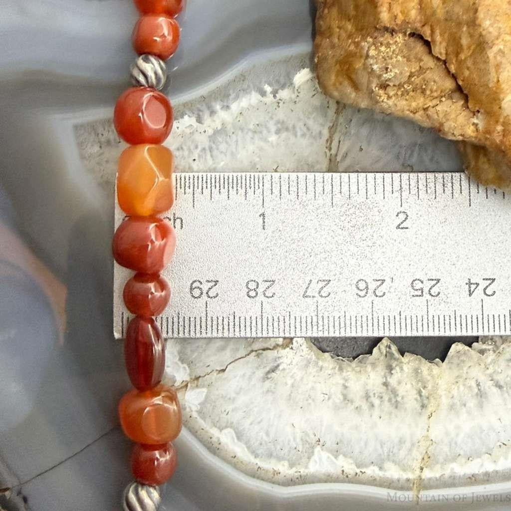 Carolyn Pollack Sterling Silver Carnelian & 9 Swirl Beads 23"-26" Necklace For Women