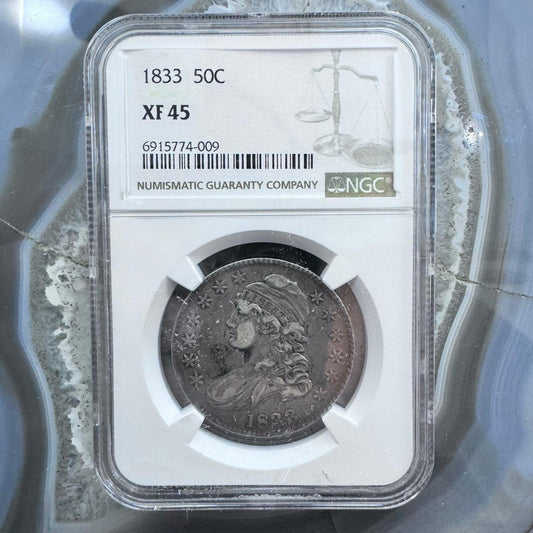 1833 Capped Bust Liberty Half Dollar 90% Silver NGC XF45 #009-DX