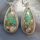 Sterling Silver Southwestern Style Teardrop Royston Turquoise Dangle Earrings For Women