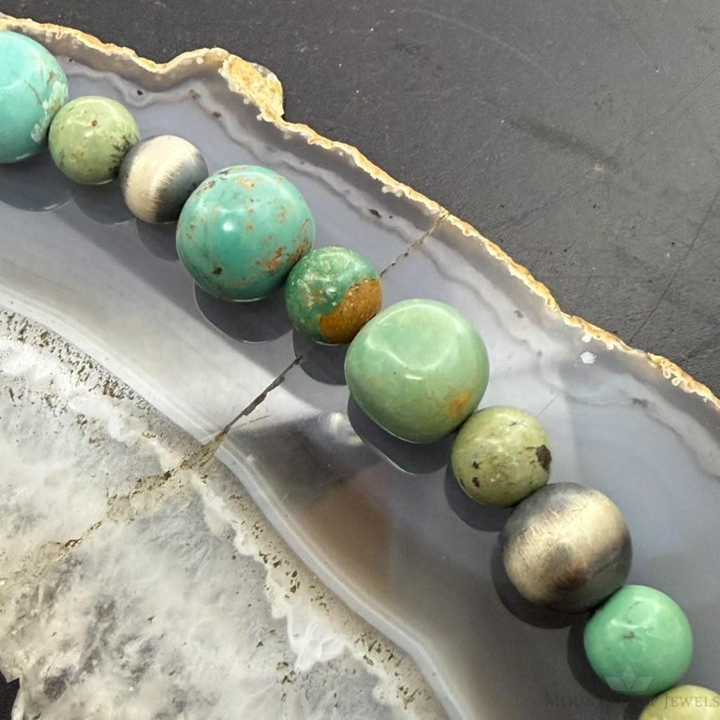 Carolyn Pollack Sterling Silver Navajo Pearl & Turquoise Beads 16"-18" Necklace For Women