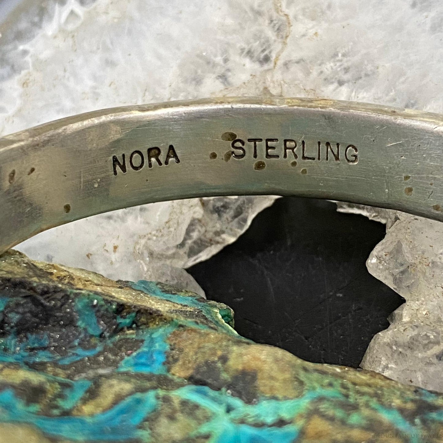 Nora Tahe Vintage Native American Sterling Silver Stamped Bracelet
