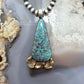 Anthony Lujan Taos Puablo Silver & Brass Triangle Turquoise Pendant For Women