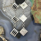 Leander Tahe Native American Sterling Silver 3 Square 3D Geometric Dangle Earrings For Women