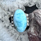 Sterling Silver Southwestern Style Oval Larimar Wide Band Ring Size 8 For Women