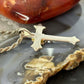 Sterling Silver Hammered Decorated Cross Pendant with Copper Rose For Women