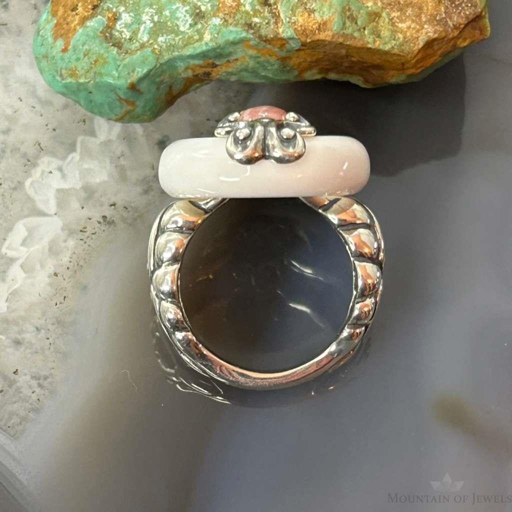 Carolyn Pollack Sterling Silver White Agate & Rhodochrosite Ring Size 5.25 For Women