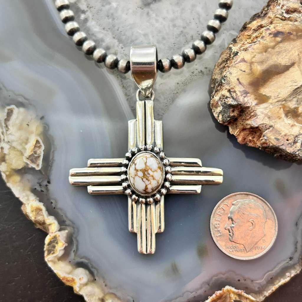 Sterling Silver Southwestern Style Oval Wild Horse Unisex Zia Pendant