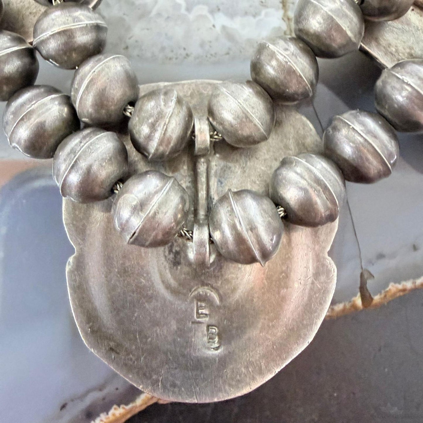 Signed Vintage Native American Sterling Silver Royston Turquoise Necklace For Women