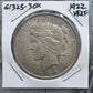 1922 US 90% Peace Silver Dollar VF-XF #61325-3OX