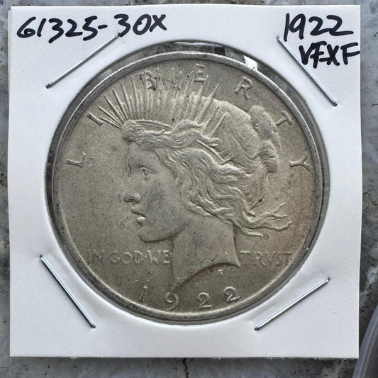 1922 US 90% Peace Silver Dollar VF-XF #61325-3OX