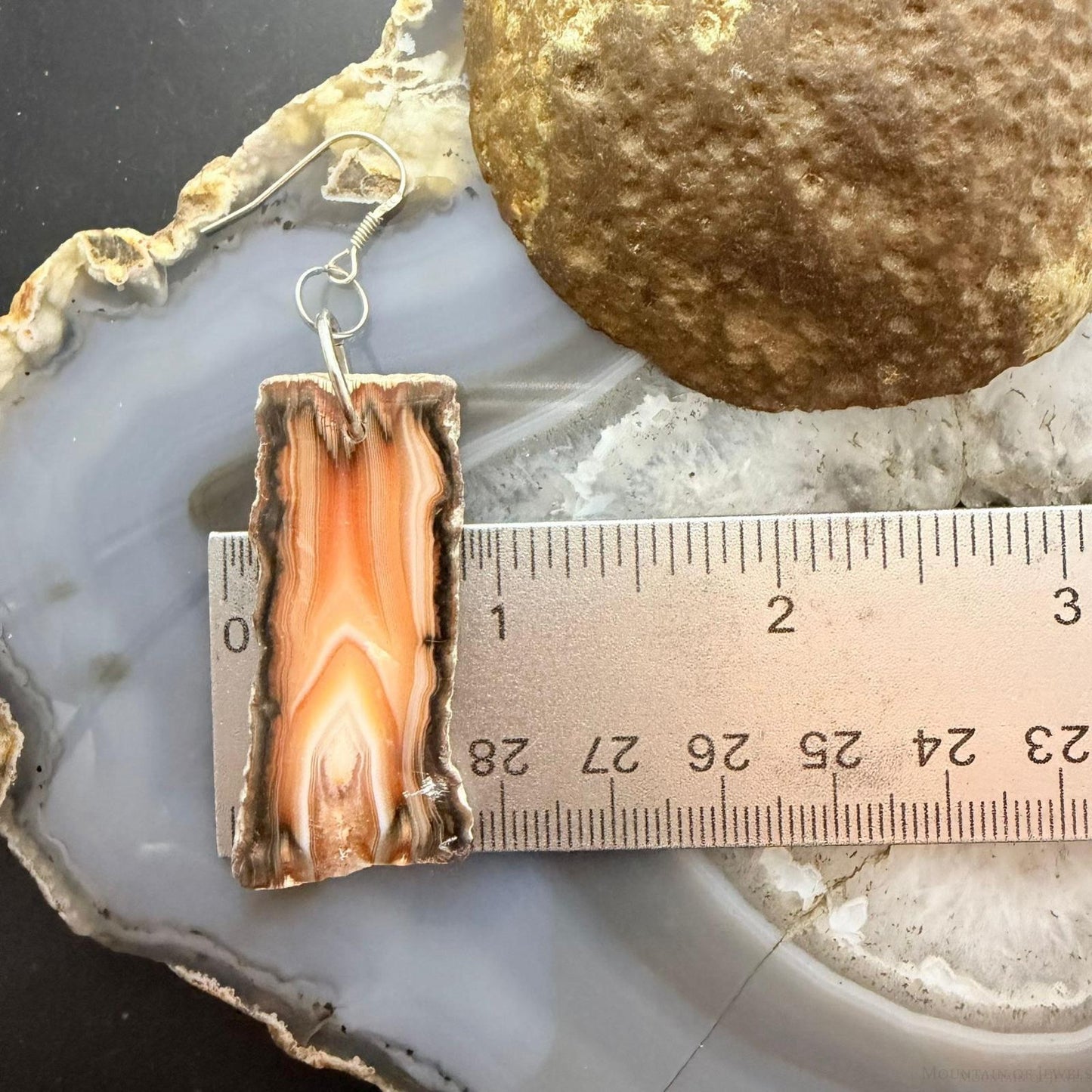 Sterling Silver Agate Slab Dangle Earrings For Women #403