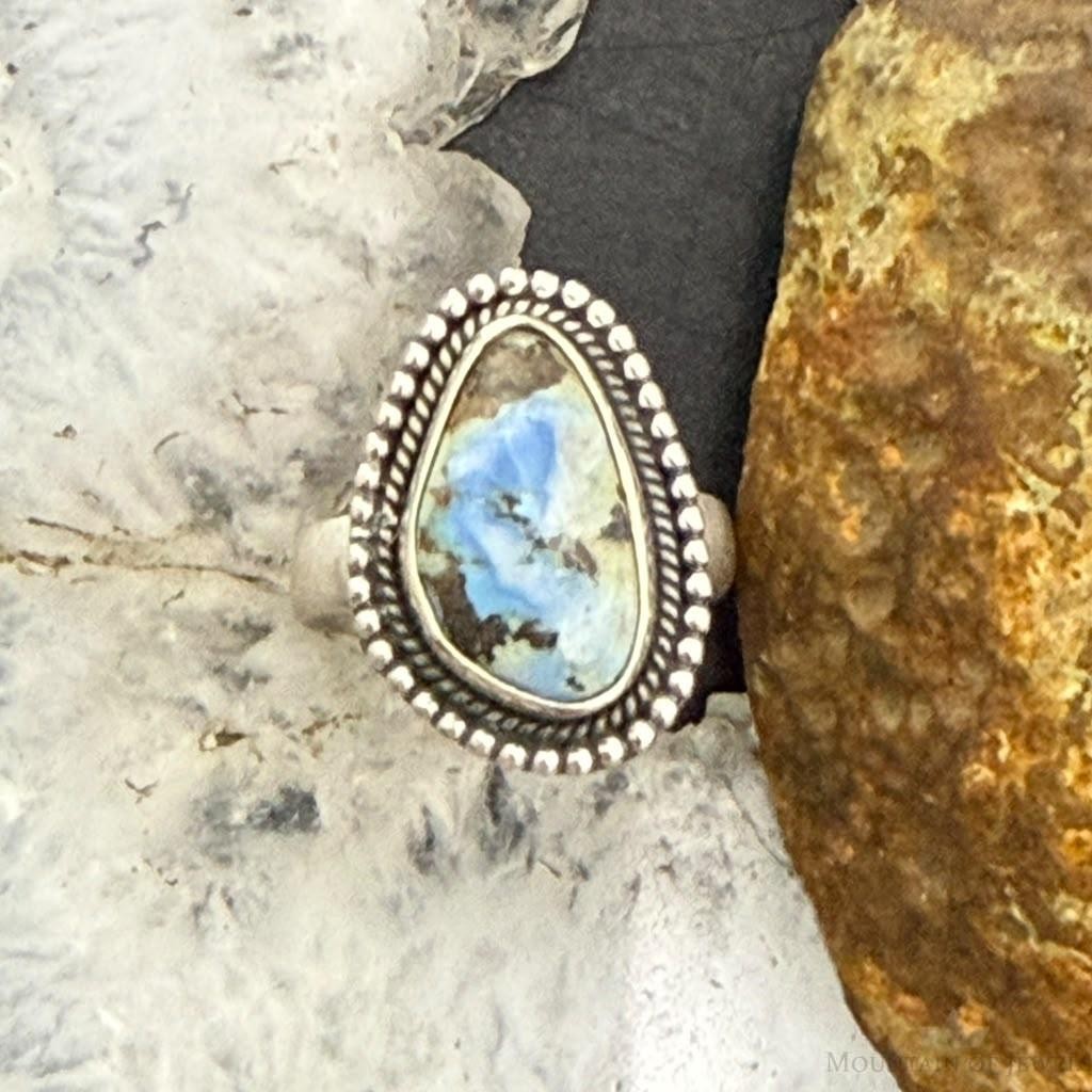Sterling Silver Southwestern Style Golden Hill Turquoise Adjustable Ring For Women #1