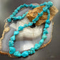 Vintage Native American Rough Natural Turquoise 29" Necklace For Women