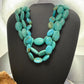 Vintage Native American Oval Turquoise Beads 3 Strands 14" Necklace For Women