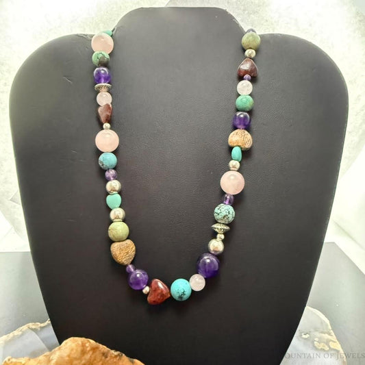 Carolyn Pollack Sterling Silver Multistone Beads 18" Necklace For Women #1