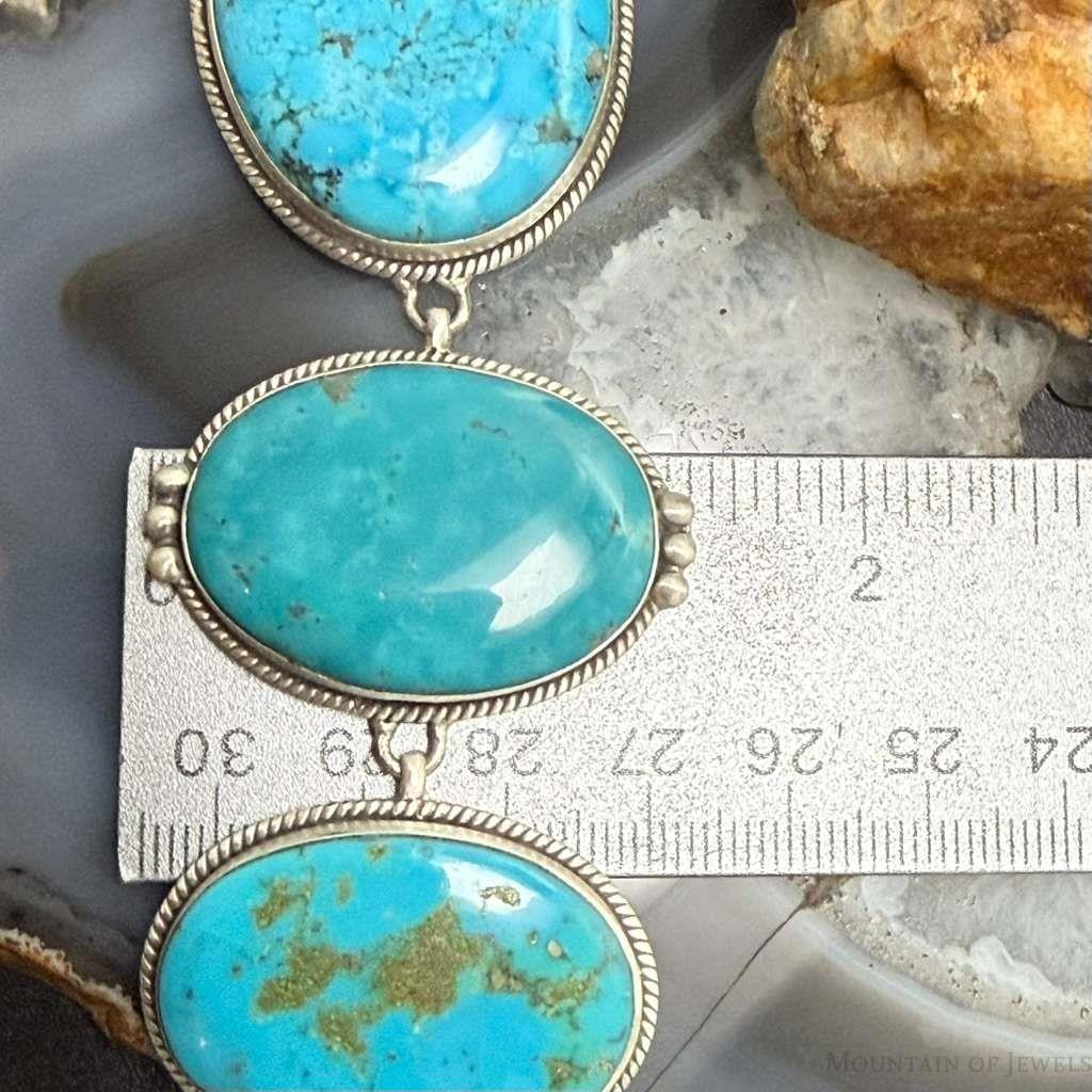 Sterling Silver Southwestern Style Kingman Turquoise 33" Necklace For Women #1