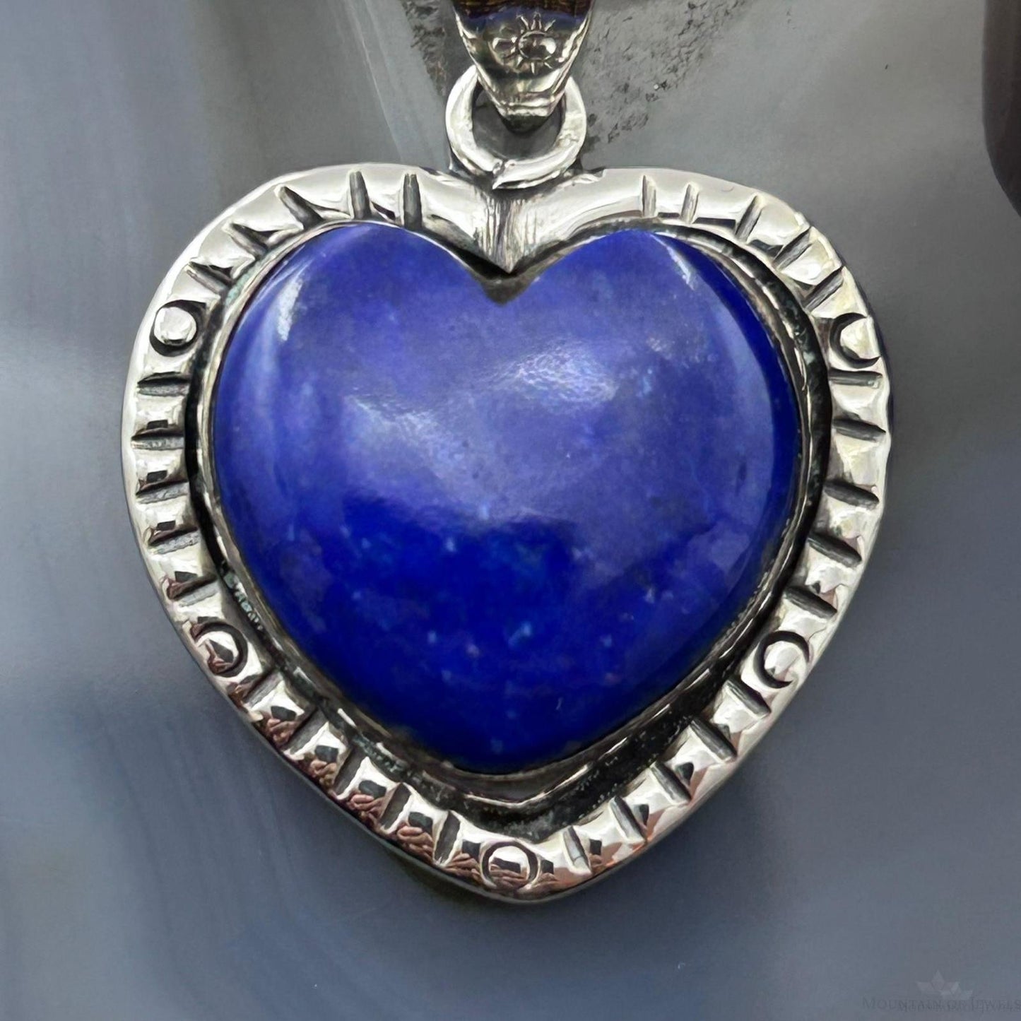 Sterling Silver Southwestern Style Lapis Heart Decorated Pendant For Women #1