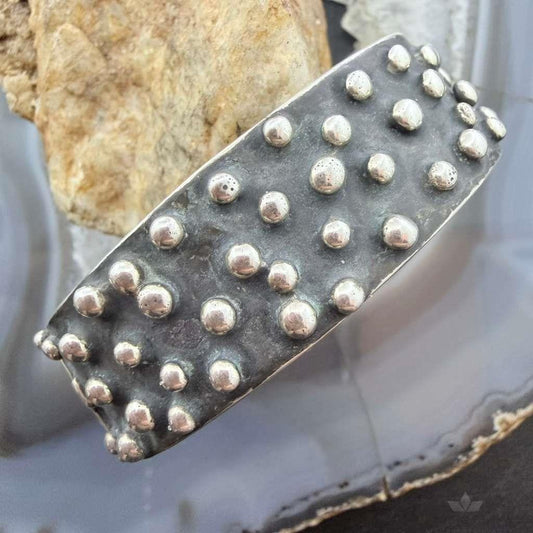 Signed Native American Sterling Balls and Crosses Oxidized Bracelet For Women