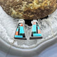 Carolyn Pollack Sterling Silver Trapeze Multistone Inlay Stud Earrings For Women