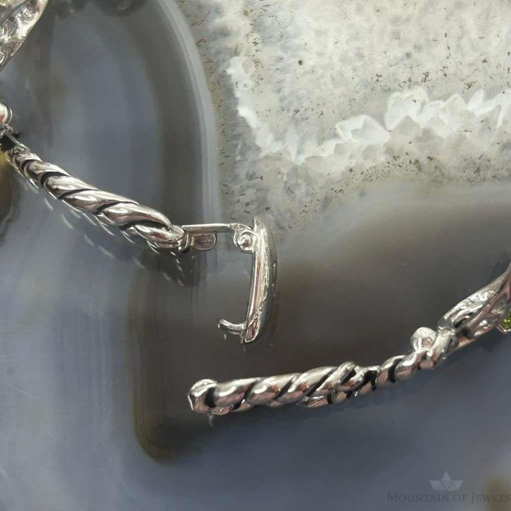 Carolyn Pollack Sterling Silver 18 Faceted Peridot Foldover Link Bracelet For Women