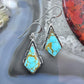 Native American Sterling Silver Kite Matrix Kingman Turquoise Dangle Earrings For Women