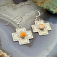 Vintage Signed Sterling Silver Spiny Oyster Stamped Cross Dangle Earrings For Women