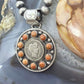 Genuine 1913 90% Silver Barber Head Dime Coin w/Orange Spiny Oyster Pendant
