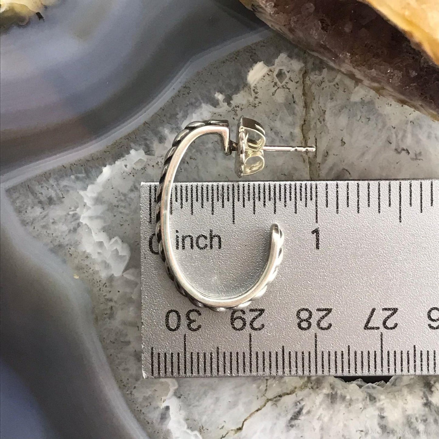Carolyn Pollack Sterling Silver Engraved Rope Half Hoop Earrings For Women