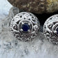 Carolyn Pollack Sterling Silver Faceted Round Sapphire Omega Back Stud Earrings For Women