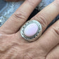 Native American Sterling Silver Oval Pink Conch Decorated Shield Ring Size 11 For Men