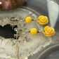 Carolyn Pollack Sterling Silver Yellow Jasper Rose Dangle Earrings For Women