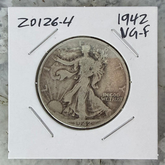 1942 US Walking Liberty Half Dollar 90% Silver VG-F #20126-4