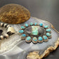 Sterling Silver Southwestern Style Oval Blackjack Turquoise Cluster Pendant For Women