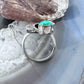 Vintage Signed Native American Silver Coral & Turquoise Leaves Decorated Ring For Women
