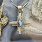 Sterling Silver Southwestern Style Teardrop Golden Hill Turquoise Zia Pendant