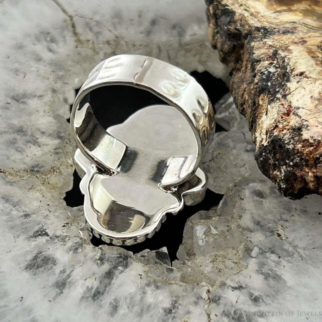 Sterling Silver Southwestern Style Mohave Turquoise Cluster Ring Size 6.75 For Women