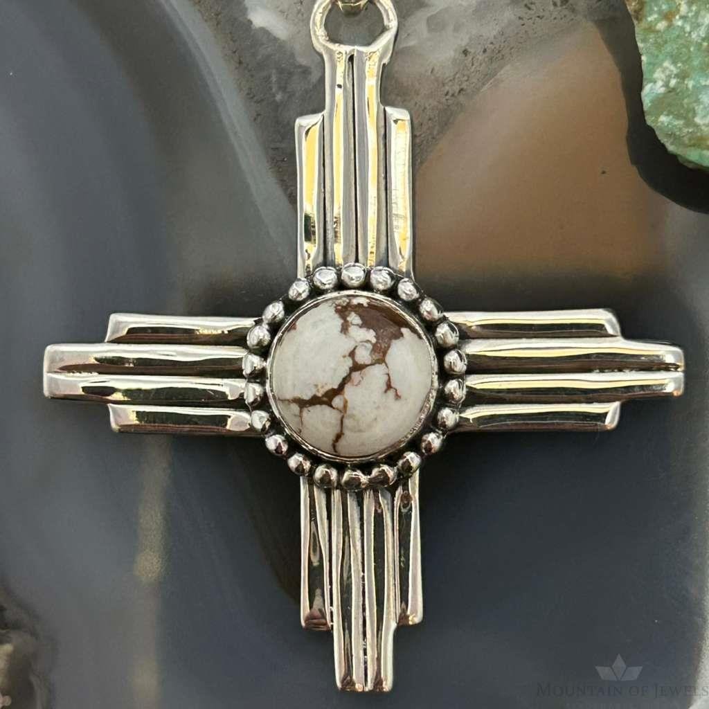Sterling Silver Southwestern Style Round Wild Horse Unisex Zia Pendant #4