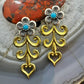 Carolyn Pollack Sterling Silver & Brass w/Turquoise Floral Post Earrings For Women