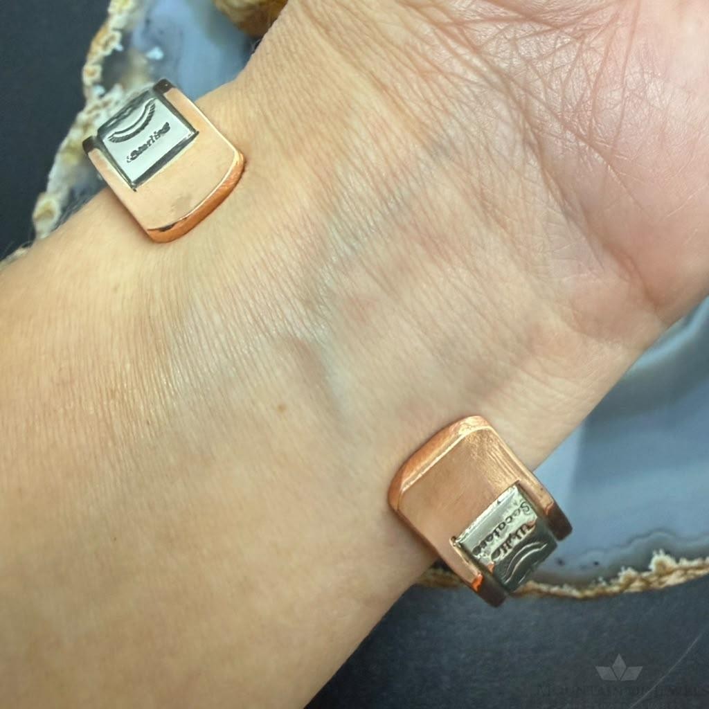 Wylie Secatero Navajo Sterling Silver & Copper Stamped Bracelet For Men #6
