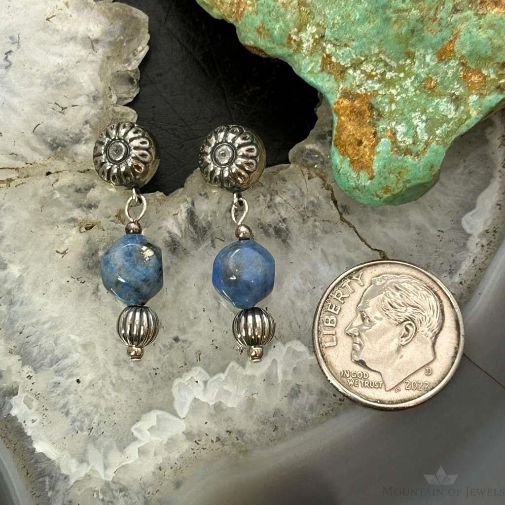 Carolyn Pollack Sterling Silver denim Lapis Decorated Dangle Earrings For Women