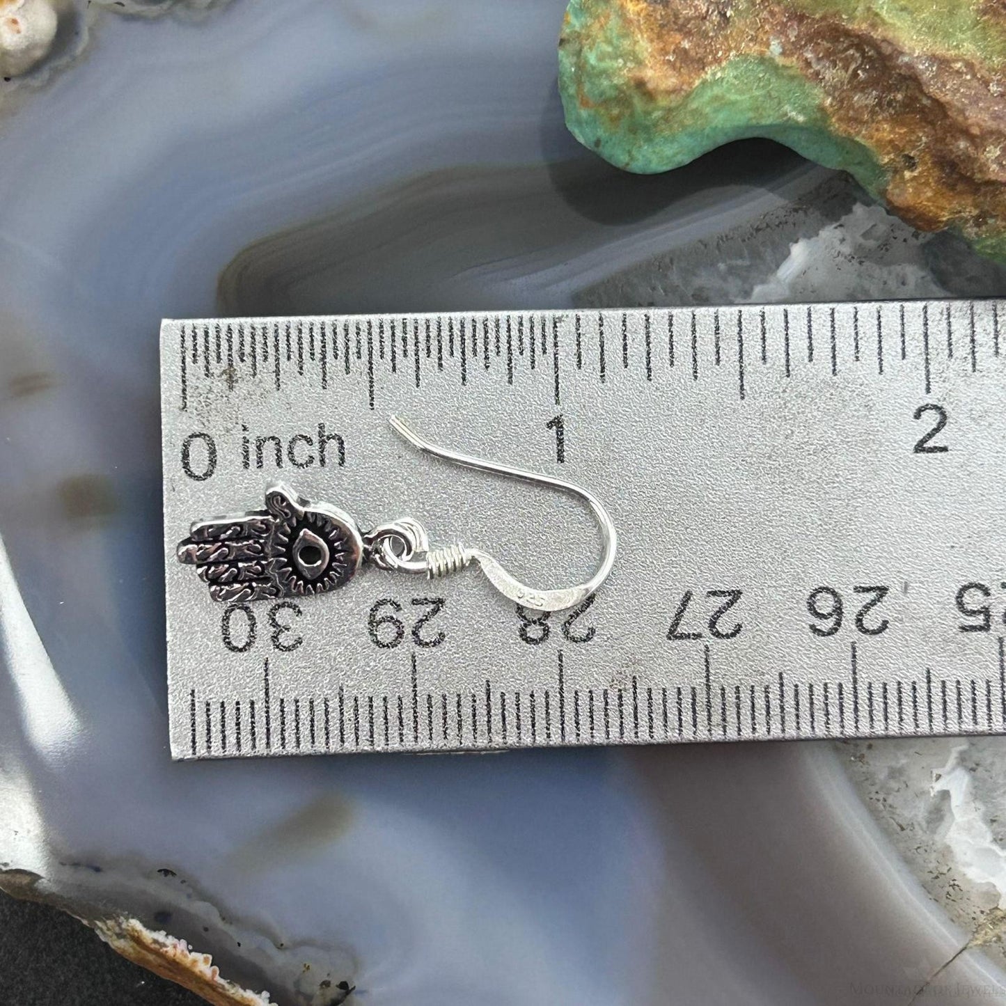 Sterling Silver Hamsa with Evil Eye Fashion Dangle Earrings For Women