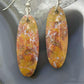 Sterling Silver Oval Plum Moss Agate Slab Dangle Earrings For Women #517