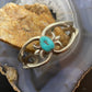 Vintage Native American Silver Oval Turquoise Sandcast Bracelet For Women #1