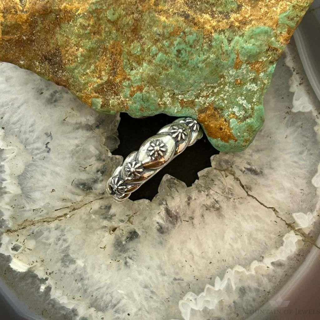 Carolyn Pollack Sterling Silver Decorated Flower Concho Ring Size 9 For Women