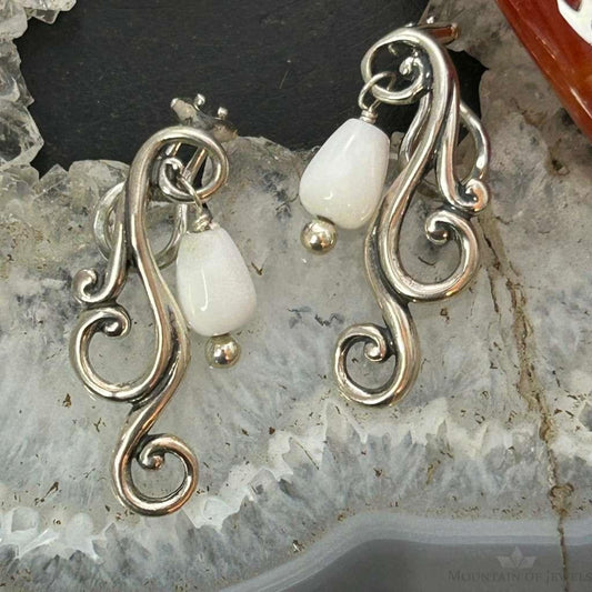 Carolyn Pollack Sterling Silver White Jasper Bead Swirls Post Earrings For Women